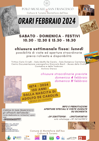 Nuovi orari del Polo Museale di San Francesco - mese di Febbraio 