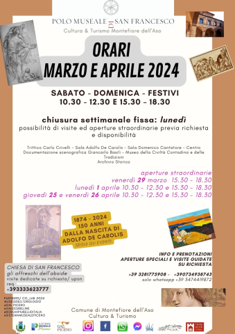 Nuovi orari del Polo Museale di San Francesco - mesi di Marzo e Aprile